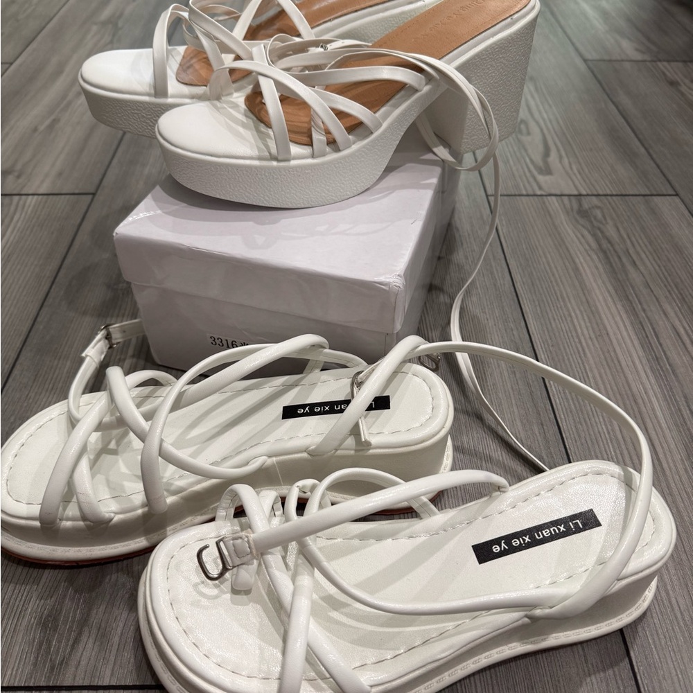 White Strappy Platform Sandals